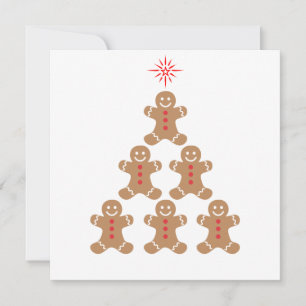 Gingerbread Man Christmas Tree red star cookies Holiday Card