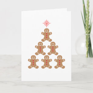 Gingerbread Man Christmas Tree red star cookies Holiday Card