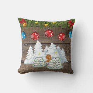 Gingerbread man Christmas trees Garland Cushion