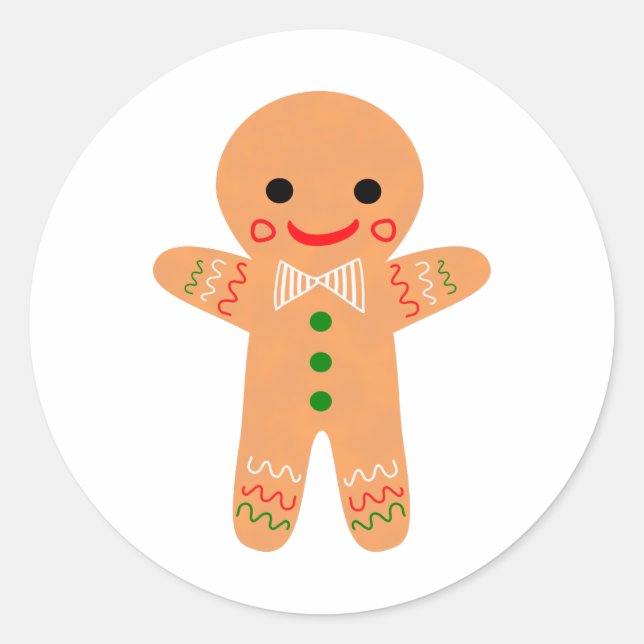 Gingerbread Man Classic Round Sticker (Front)
