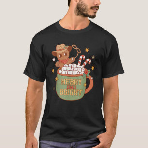 Gingerbread Man Cocoa Marshmallows Cowboy Western  T-Shirt