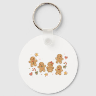 Gingerbread Man Collection with Candy Canes Key Ring