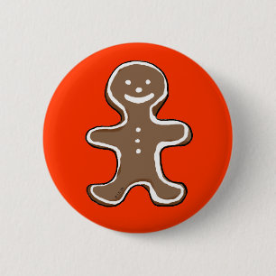 Gingerbread man cookie 6 cm round badge