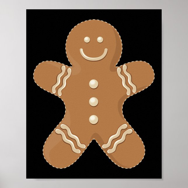 Gingerbread Man Cookie Biscuit Fun Food Christmas  Poster (Front)
