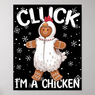 Gingerbread Man Cookie Chicken Christmas Funny Poster