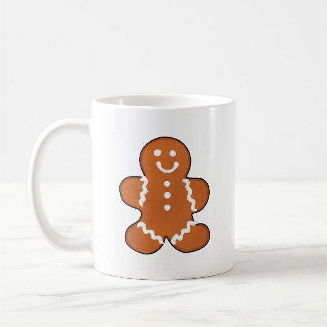 Gingerbread Man Cookie Christmas Holiday Cartoon Coffee Mug (Left)