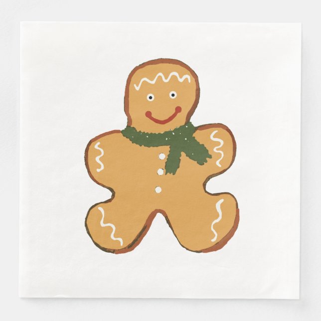 Gingerbread Man Cookie Christmas Napkin (Front)