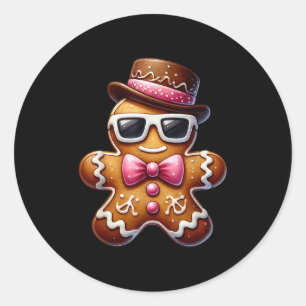 Gingerbread Man Cookie Christmas Nk Coquette Xmas Classic Round Sticker