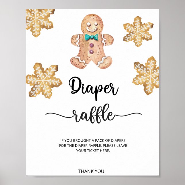 Gingerbread man cookie diaper raffle  poster (Front)