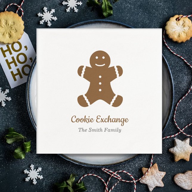 Gingerbread Man Cookie Exchange Napkin (Gingerbread Man Cookie Exchange Napkins)
