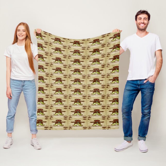 Gingerbread man cookie fleece blanket (In Situ)