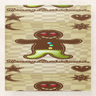Gingerbread man cookie glass coaster
