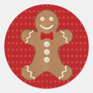 Gingerbread Man Cookie Holiday Classic Round Sticker