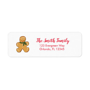 Gingerbread Man Cookie Illustration Return Address Return Address Label