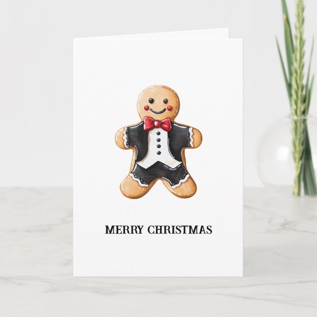 Gingerbread Man Cookie in Tuxedo Card (Front)