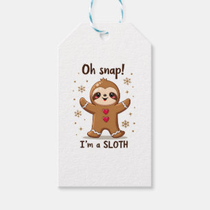 Gingerbread Man Cookie Oh Snap Sloth Christmas Fun Gift Tags