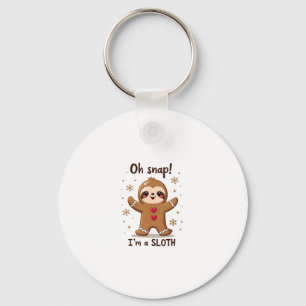 Gingerbread Man Cookie Oh Snap Sloth Christmas Fun Key Ring