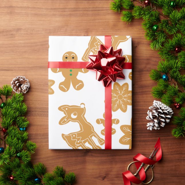 Gingerbread Man Cookie Pattern Christmas Wrapping Paper (Holiday Gift)