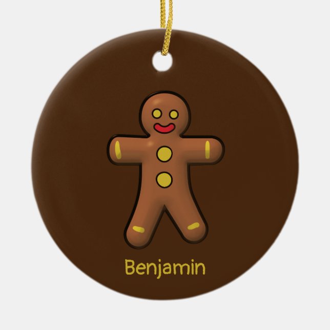 Gingerbread Man Cookie Personalised Ceramic Ornament (Front)