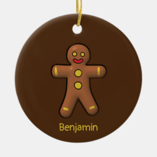 Gingerbread Man Cookie Personalized Ceramic Ornament
