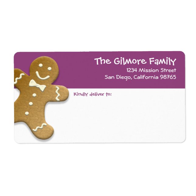 Gingerbread man cookie purple fun holiday shipping (Front)