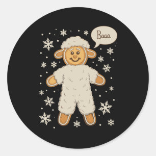 Gingerbread Man Cookie Sheep Baaa Christmas Snow Classic Round Sticker
