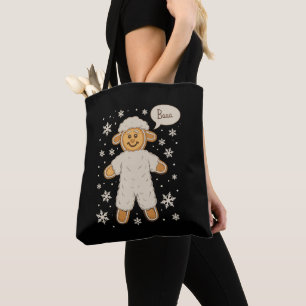 Gingerbread Man Cookie Sheep Baaa Christmas Snow Tote Bag