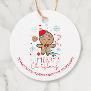 Gingerbread Man Cookie Snowflakes Merry Christmas Favour Tags