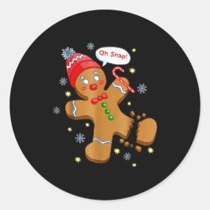 Gingerbread Man Cookie Ugly Sweater Oh Snap Christ Classic Round Sticker