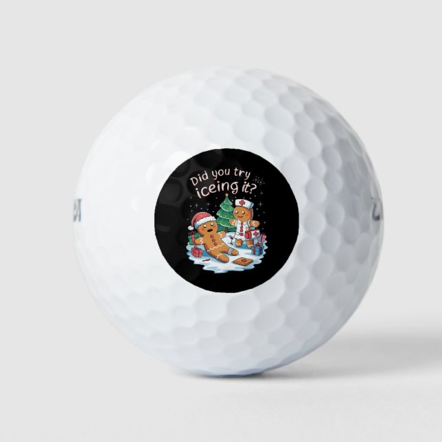 Gingerbread Man Cookie Ugly Sweater Oh Snap Xmas Golf Balls (Front)