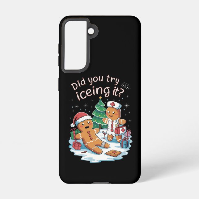 Gingerbread Man Cookie Ugly Sweater Oh Snap Xmas Samsung Galaxy S21 Case (Back)