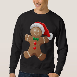 Gingerbread Man Cookie With Santa Claus Hat Christ Sweatshirt
