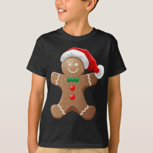 Gingerbread Man Cookie With Santa Claus Hat Christ T-Shirt
