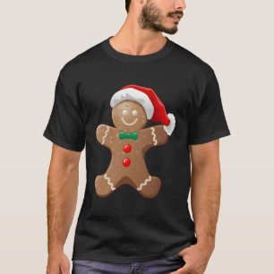 Gingerbread Man Cookie With Santa Claus Hat Christ T-Shirt