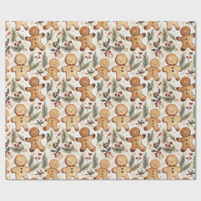 Gingerbread Man Cookie  Wrapping Paper (Flat)