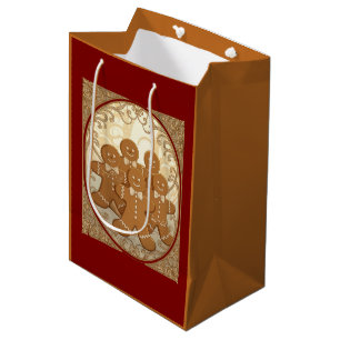 Gingerbread Man Cookies Christmas Art Nouveau  Medium Gift Bag