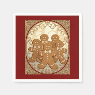 Gingerbread Man Cookies Christmas Art Nouveau  Napkin