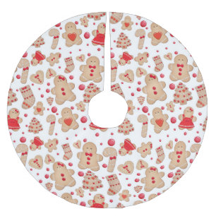 Gingerbread Man Cookies Christmas Holiday Brushed Polyester Tree Skirt