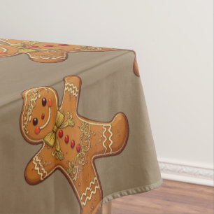 Gingerbread Man Cookies Cute Christmas Tablecloth