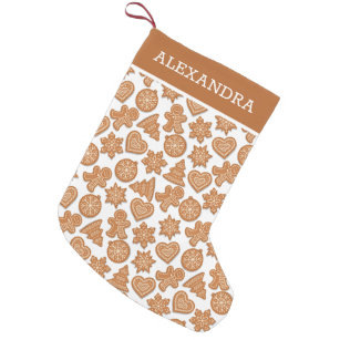 Gingerbread Man Cookies Cute Personalised Small Christmas Stocking