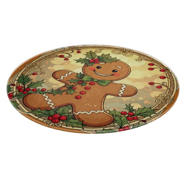 Gingerbread Man Cookies Festive Christmas Cutting Board (Corner)