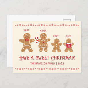 Gingerbread Man Cookies Name Sweet Christmas  Postcard