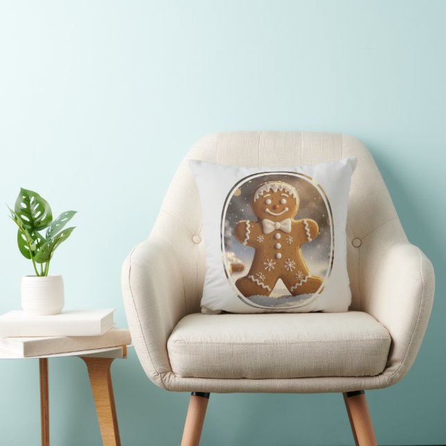 Gingerbread Man Cookies Whimsical Christmas Cushion (Chair)