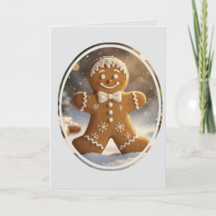 Gingerbread Man Cookies Whimsical Christmas Holiday Card