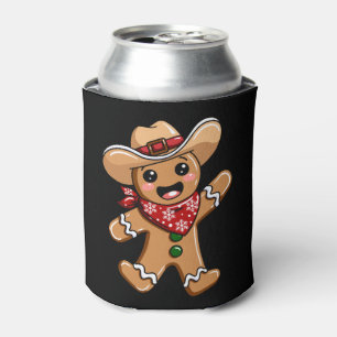 Gingerbread Man Cowboy Hat Bandanna Christmas Xmas Can Cooler