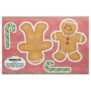 Gingerbread Man Cut and Sew Plushie Kit Fabric