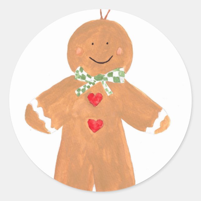 Gingerbread man Cute Christmas food cookies  Classic Round Sticker (Front)