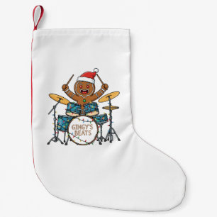 Gingerbread Man Drummer Funny Holiday Rock Xmas Small Christmas Stocking