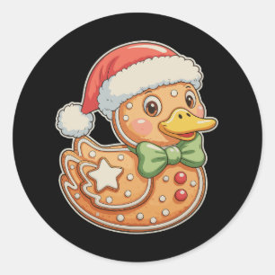 Gingerbread Man Duck Christmas Xmas Holiday Classic Round Sticker