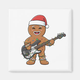Gingerbread Man Electric Guitar Rock Funny Holiday Magnet